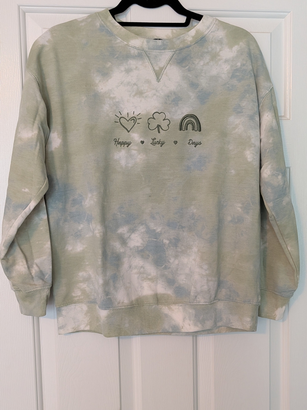 Tie-Dye Light Sage Crewneck Sweatshirt - Happy Lucky Days